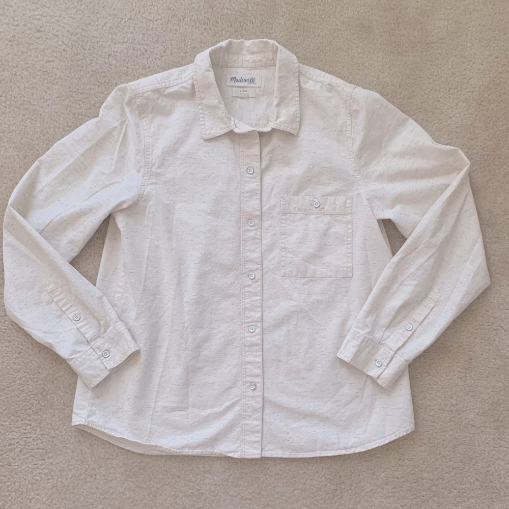 Madewell Cream Button Down Long Sleeves Shirt - Picture 3 of 10